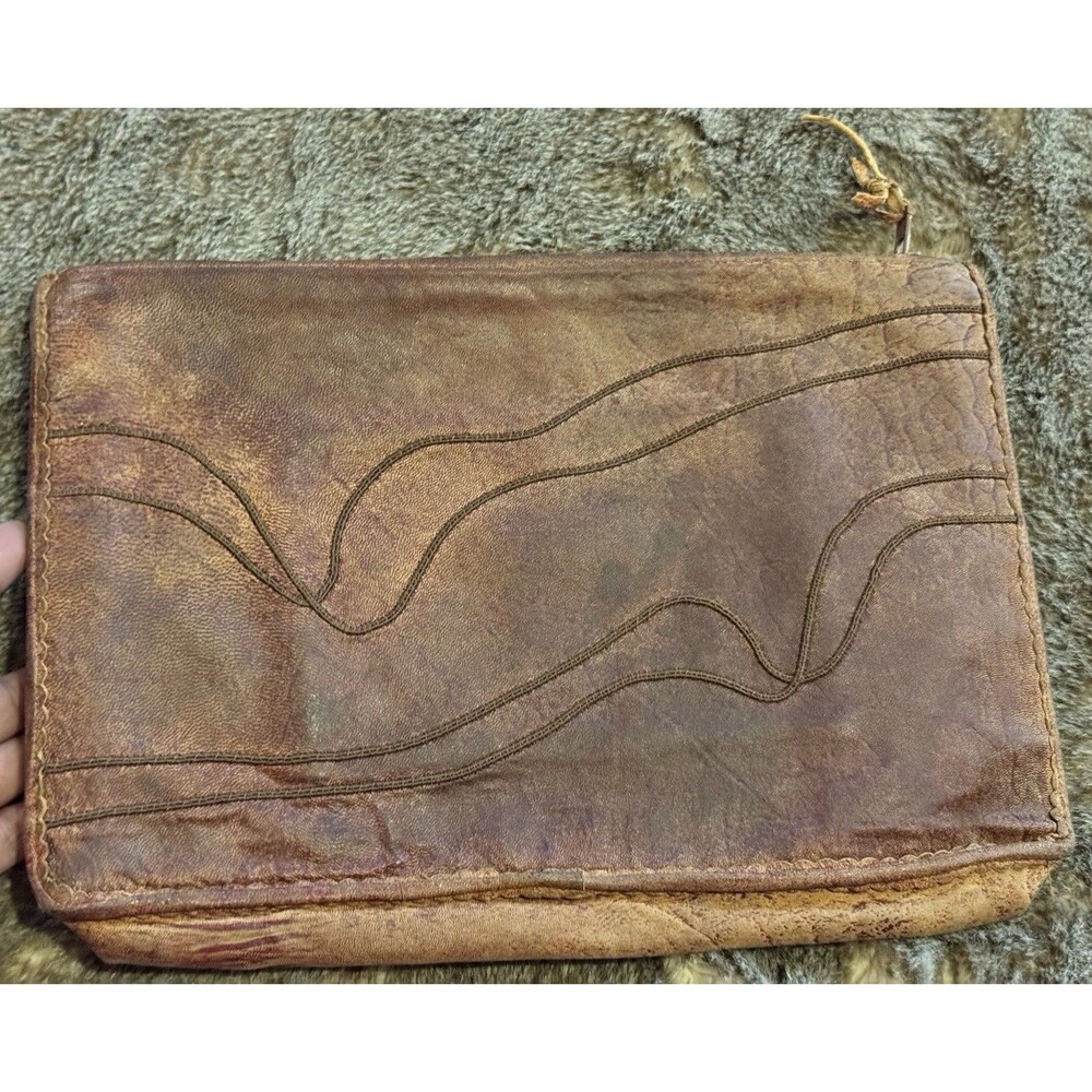 Vintage Sneak Skin Leather Patchwork Clutch Purse by Carlos Fiori made In Italy - Picture 13 of 13